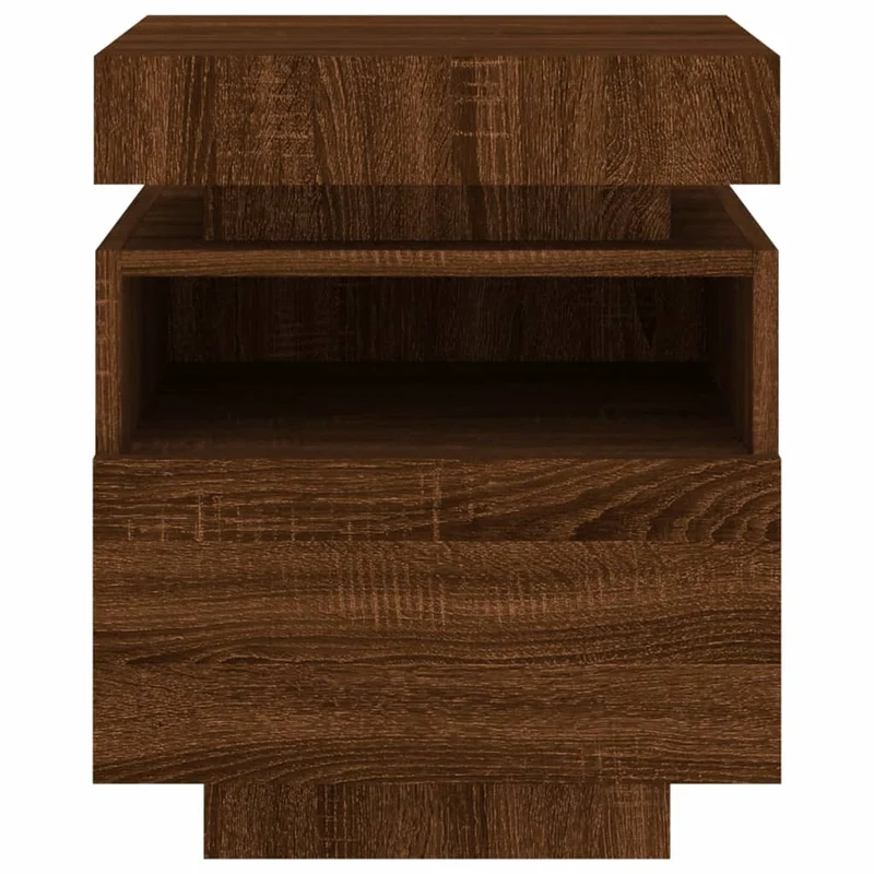 Table de chevet avec tiroir lumières LED RVB 40 x 39 x 48,5 cm bois d'ingénierie marron DEC032771