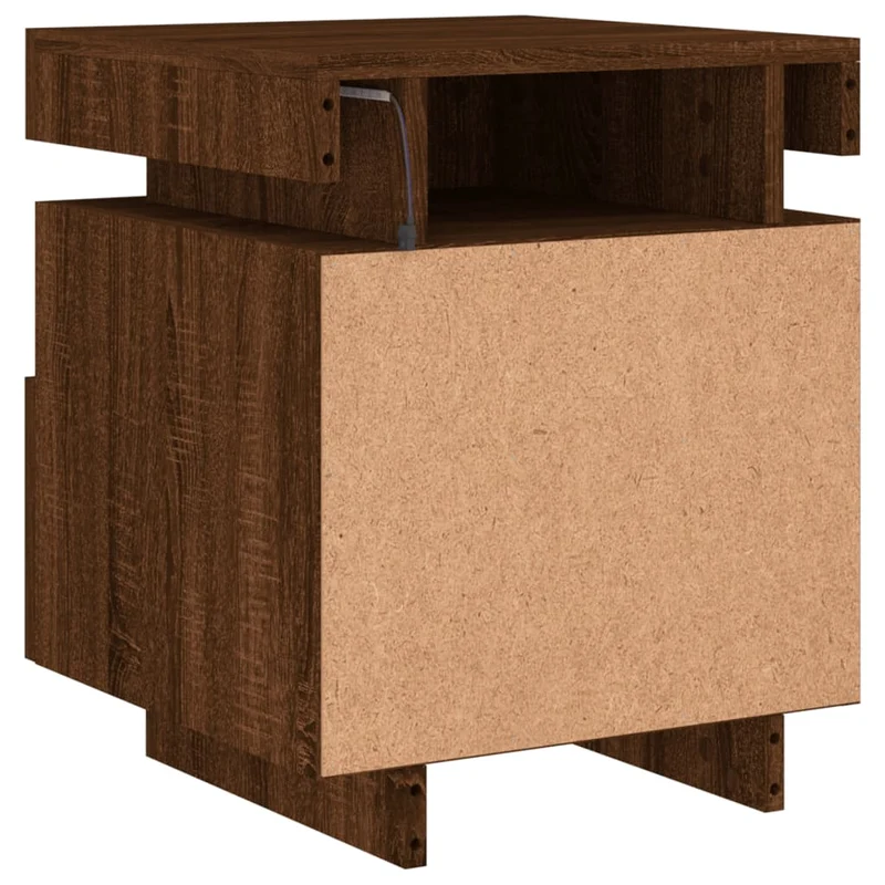 Table de chevet avec tiroir lumières LED RVB 40 x 39 x 48,5 cm bois d'ingénierie marron DEC032771