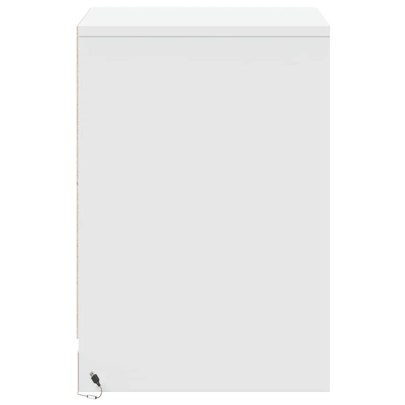 Table de chevet avec tiroir et LED RVB 38 x 34 x 50 cm bois d'ingénierie blanc DEC032766