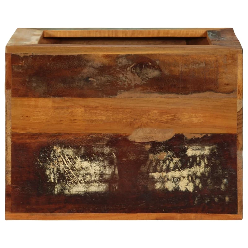 Meuble d'appoint support de plante bout de canapé 40 x 30 x 40 cm bois de récupération effet vieilli DEC032751