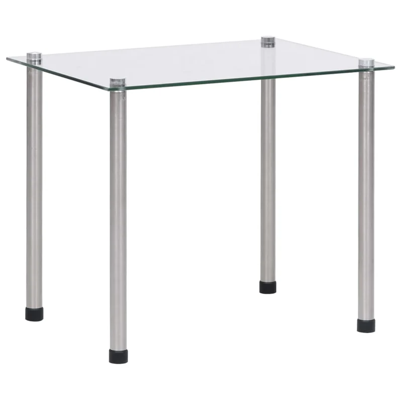 Lot de 3 tables d'appoint gigognes en verre trempé transparent et acier DEC032740