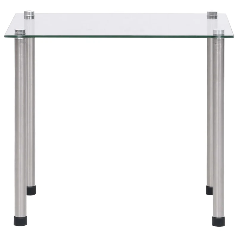 Lot de 3 tables d'appoint gigognes en verre trempé transparent et acier DEC032740