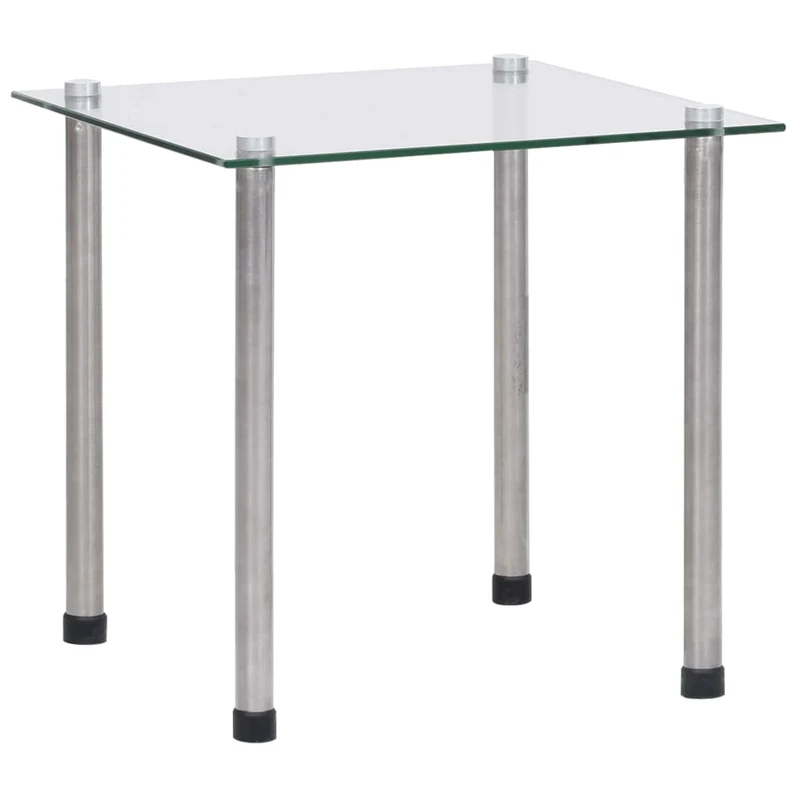 Lot de 3 tables d'appoint gigognes en verre trempé transparent et acier DEC032740