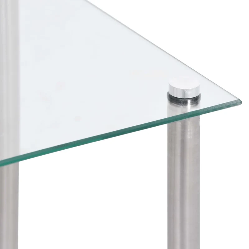 Lot de 3 tables d'appoint gigognes en verre trempé transparent et acier DEC032740