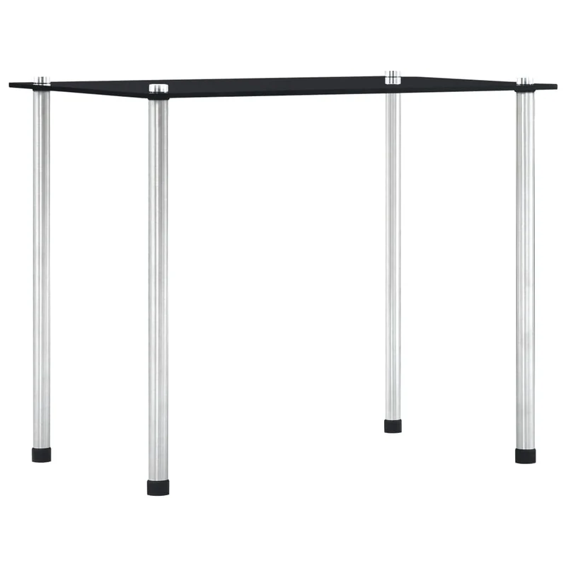 Lot de 3 tables d'appoint gigognes en verre trempé noir et acier DEC032737