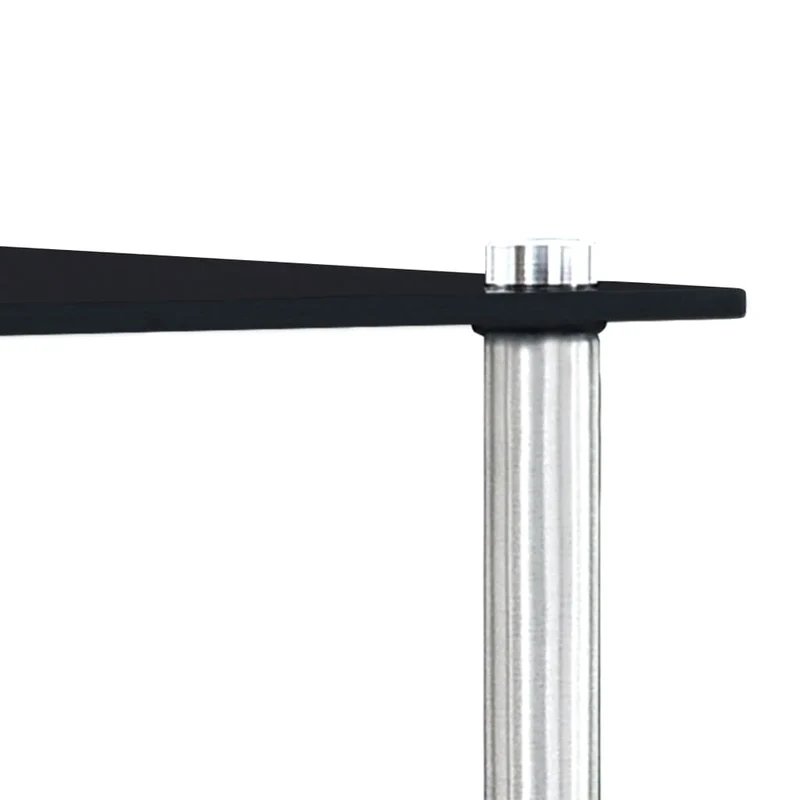 Lot de 3 tables d'appoint gigognes en verre trempé noir et acier DEC032737