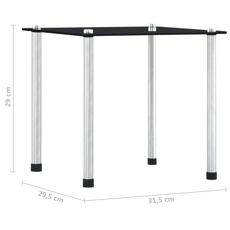 Lot de 3 tables d'appoint gigognes en verre trempé noir et acier DEC032737