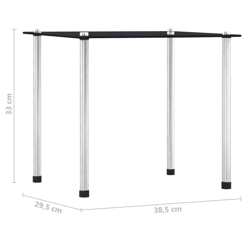 Lot de 3 tables d'appoint gigognes en verre trempé noir et acier DEC032737
