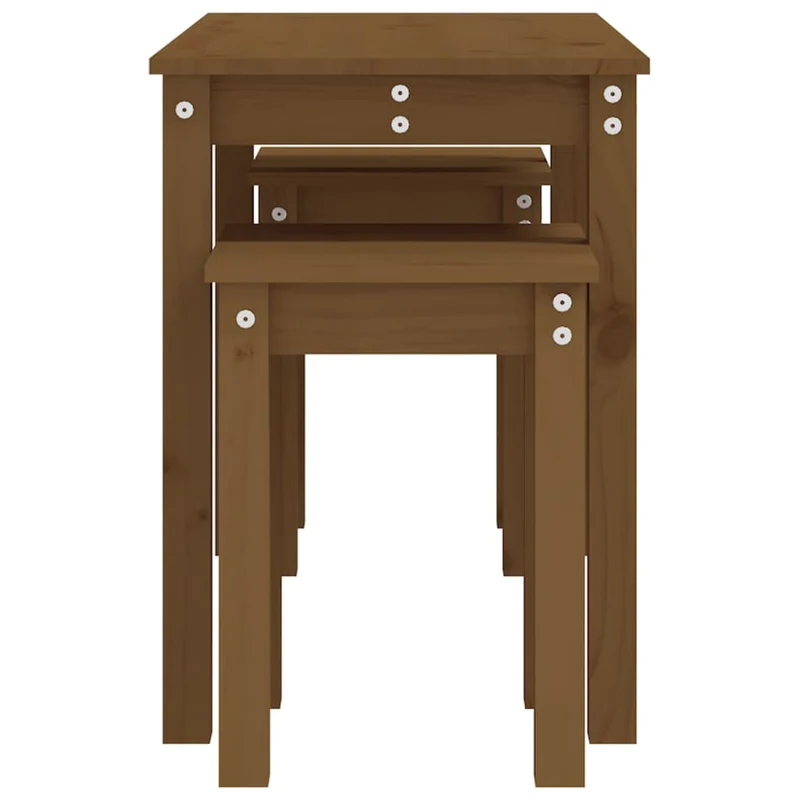 Lot de 3 tables d'appoint gigognes en bois de pin couleur marron miel DEC032727