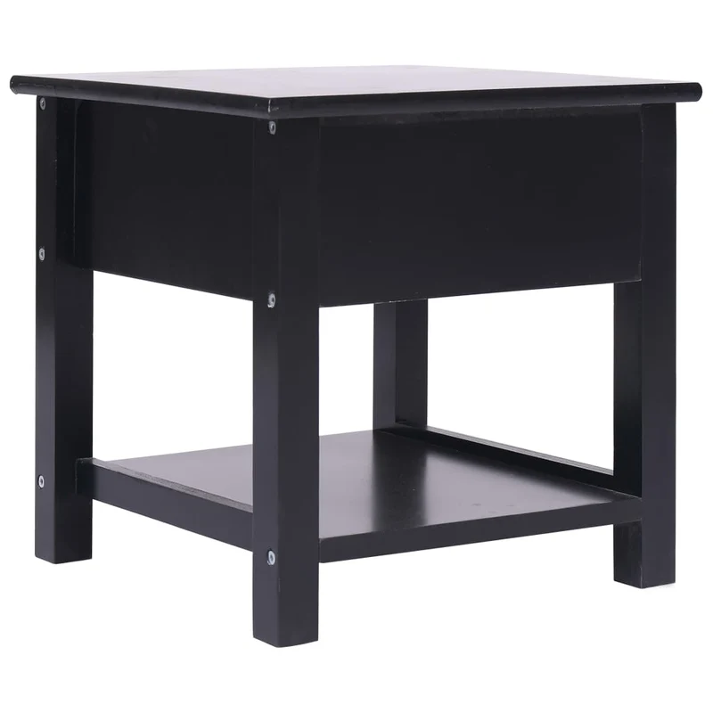 Table d'appoint chevet avec tiroirs 40 x 40 x 40 cm bois de paulownia et MDF noir DEC032484