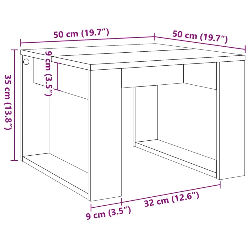 Table d'appoint table basse de salon 50 x 50 x 35 cm bois d'ingénierie couleur chêne DEC032379