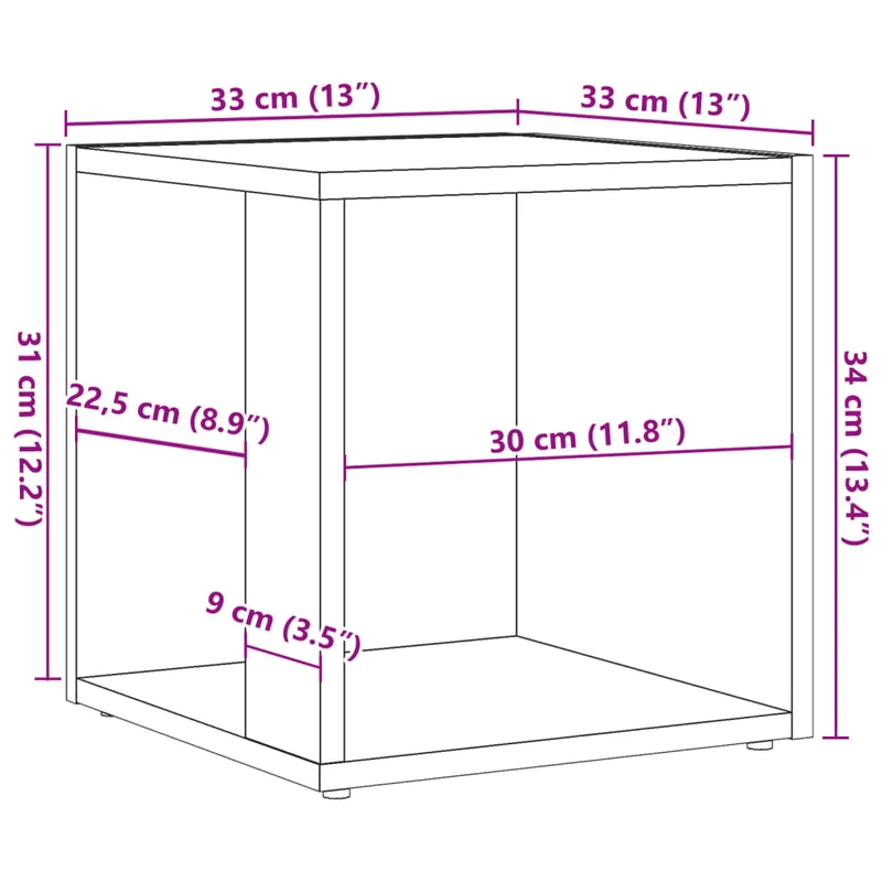 Table d'appoint meuble d'angle support plante 33 x 33 x 34 cm bois d'ingénierie couleur chêne DEC032378