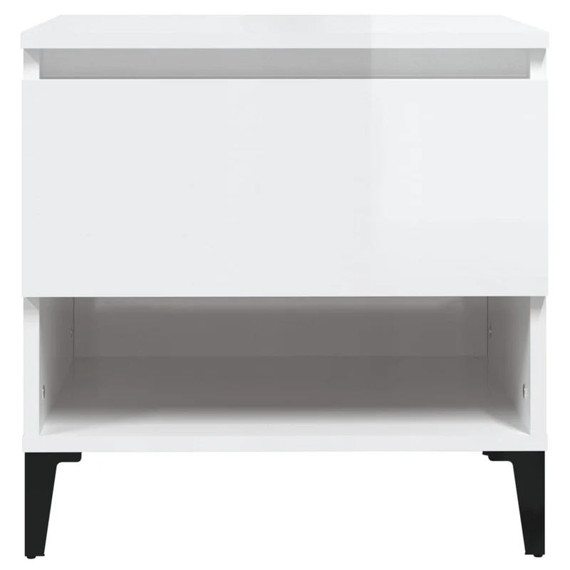 Table d'appoint avec tiroir bout de canapé 50 x 46 x 50 cm bois d'ingénierie blanc brilliant DEC032369