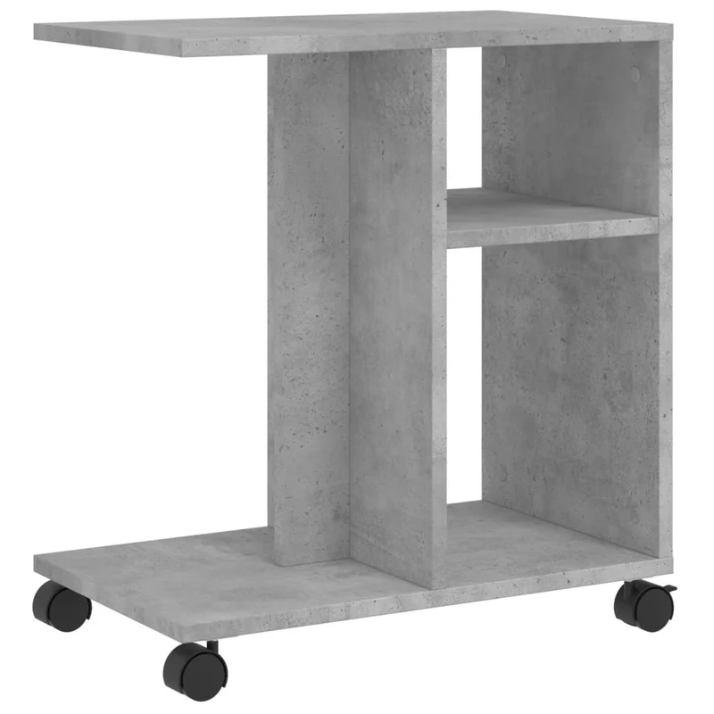 Table d'appoint sur roulettes en bois d'ingénierie gris DEC032332