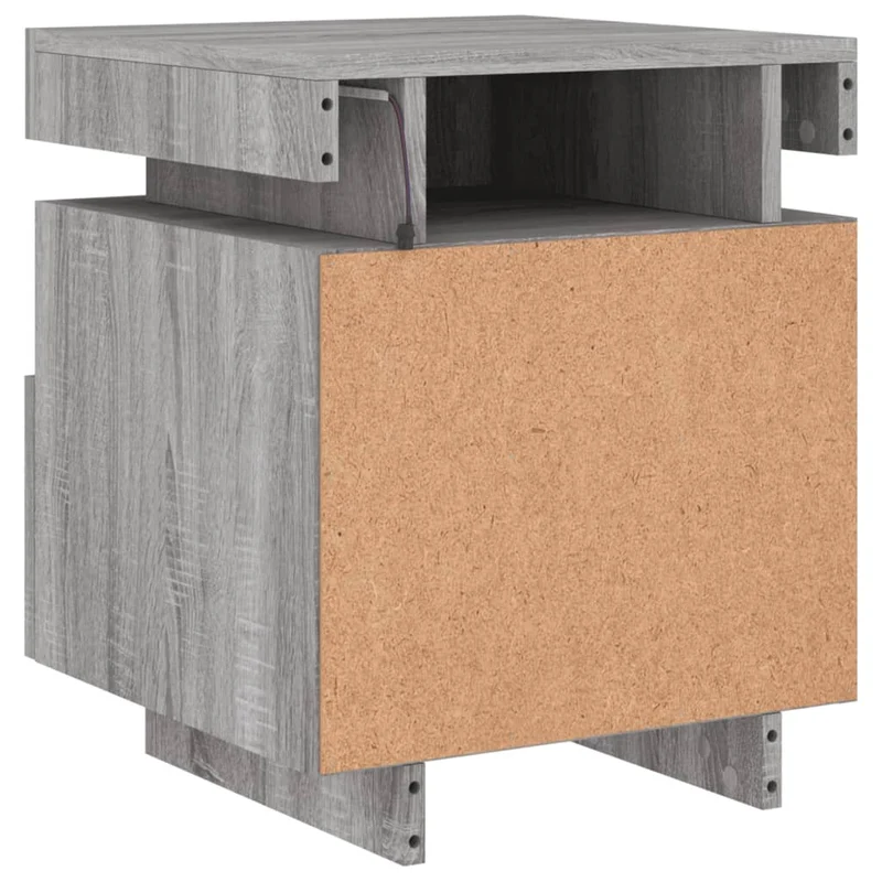Lot de 2 tables de chevet lumières LED RVB 40 x 39 x 48,5 cm avec tiroir en bois d'ingénierie gris DEC032837