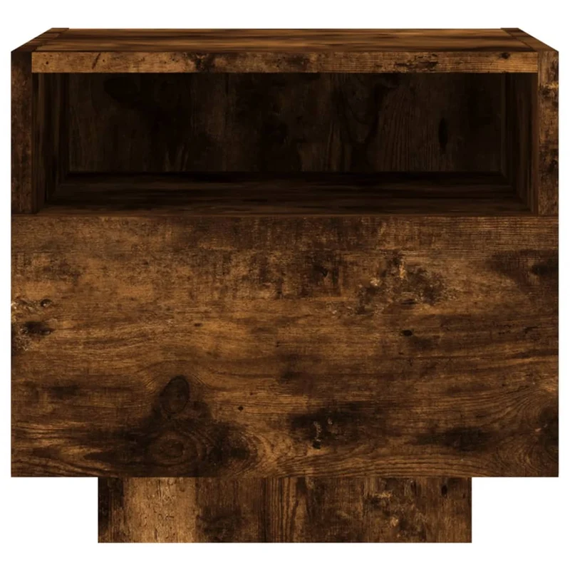 Lot de 2 table de chevet avec tiroir et lumières LED RVB 40 x 39 x 37 cm en bois d'ingénierie marron DEC032827
