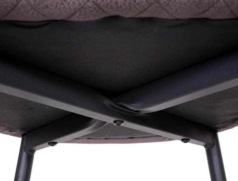 Tabouret de bar chaise haute de comptoir en tissu gris foncé design rétro cadre en métal 04_0001243