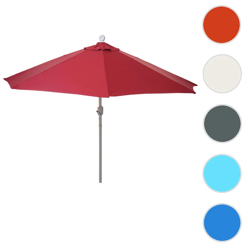 Demi parasol semi-circulaire balcon terrasse UV 50+ polyester/aluminium 3kg avec une portée de 300 cm bordeaux sans support 04_0003846