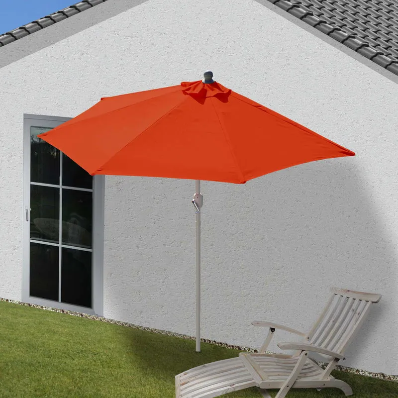 Demi parasol semi-circulaire balcon terrasse UV 50+ polyester/aluminium 3kg avec une portée de 300 cm Terracotta sans support 04_0003902