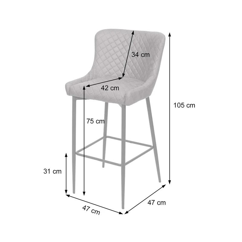Lot de 2 tabourets de bar chaises de comptoir en tissu gris foncé design chic et rétro 04_0000158