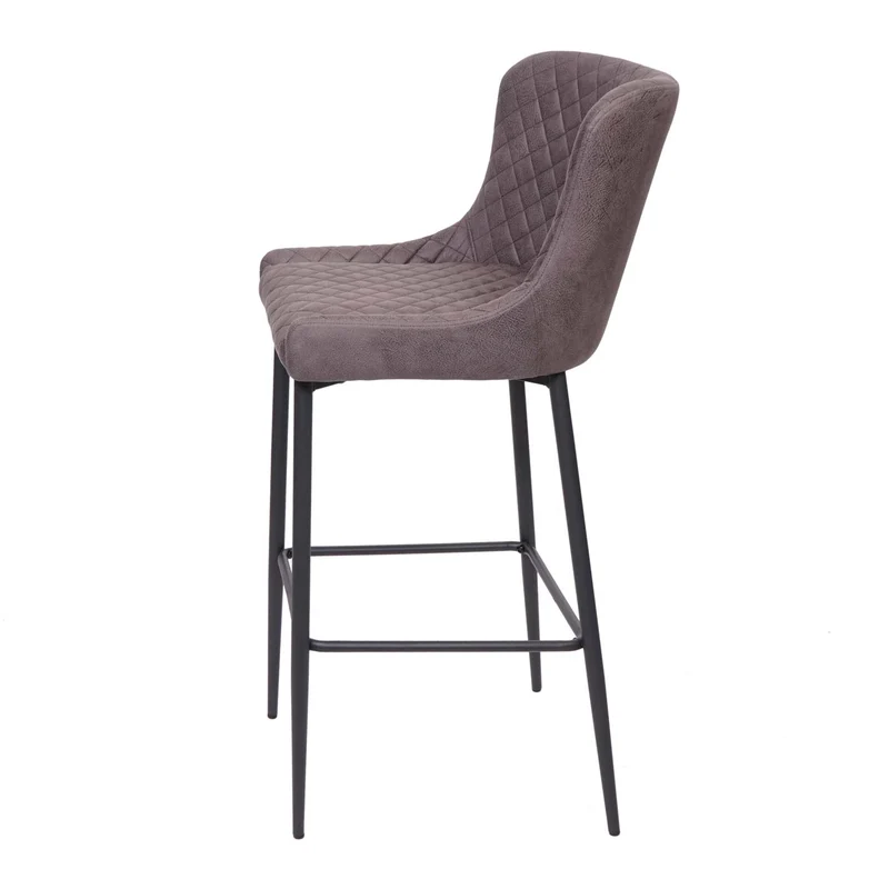 Lot de 2 tabourets de bar chaises de comptoir en tissu gris foncé design chic et rétro 04_0000158