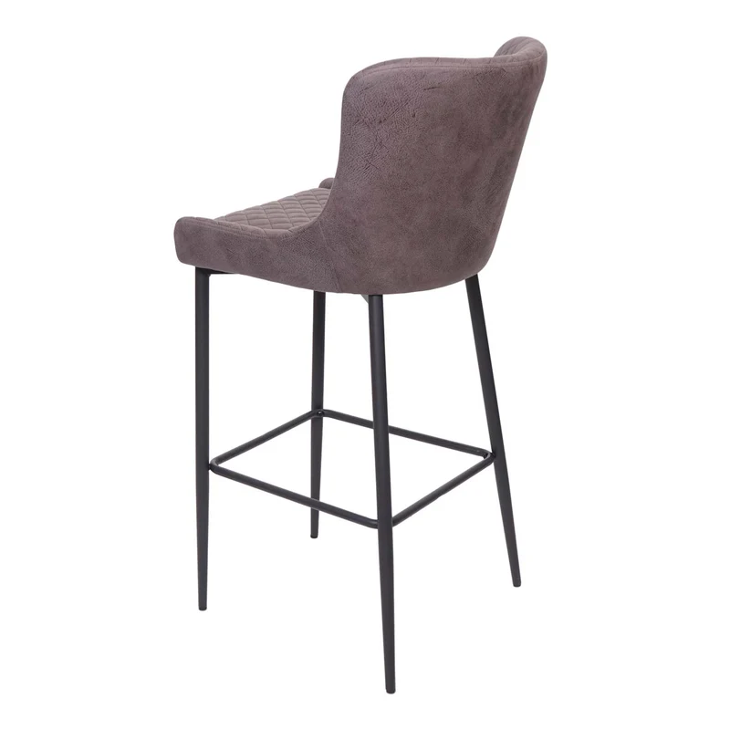 Lot de 2 tabourets de bar chaises de comptoir en tissu gris foncé design chic et rétro 04_0000158