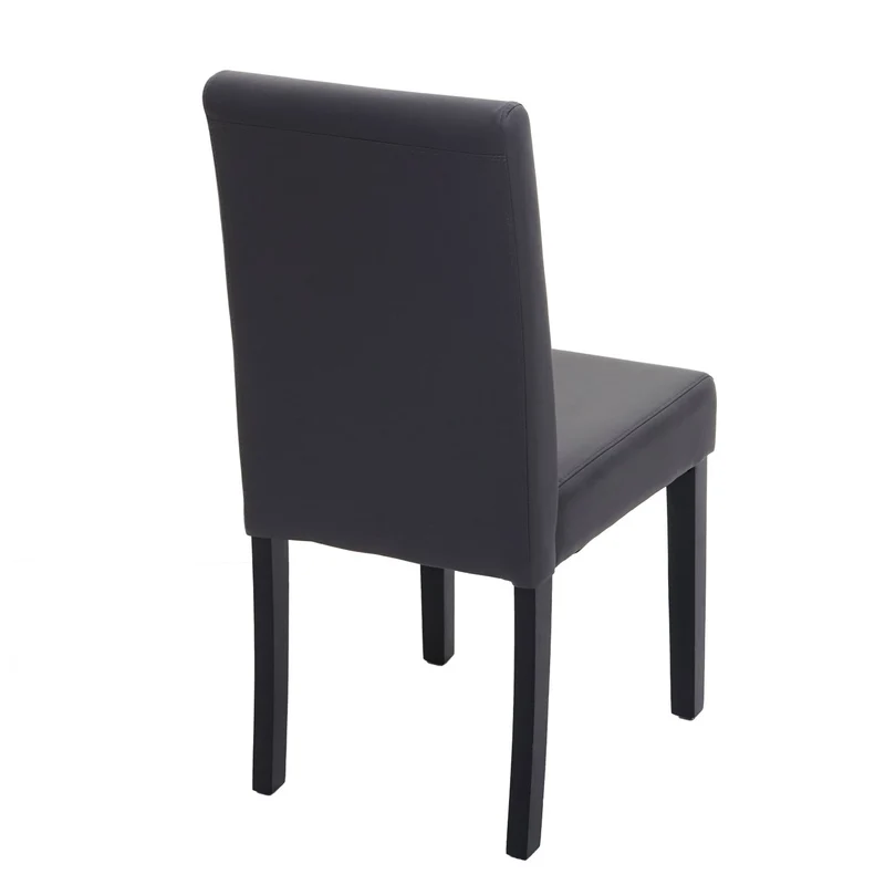 Chaise de salle à manger cuisine en synthétique gris mat pieds en bois foncé 04_0002315
