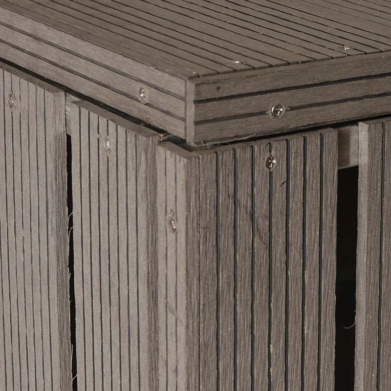 Abri de poubelles extérieur conteneurs à ordures jusqu'à 2 bacs avec couvercle 115x77x97 cm métal aspect bois gris 04_0002864