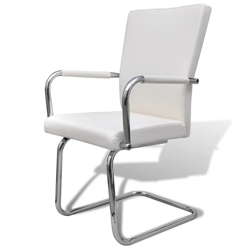 Lot de 4 chaises de salle à manger cuisine cantilever design moderne synthétique blanc CDS021347