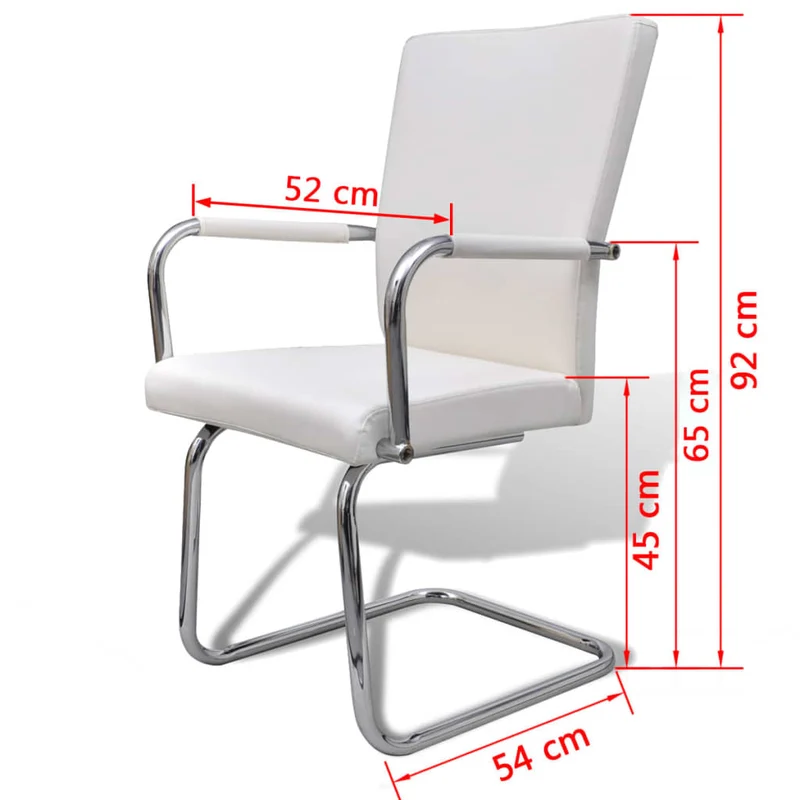 Lot de 4 chaises de salle à manger cuisine cantilever design moderne synthétique blanc CDS021347