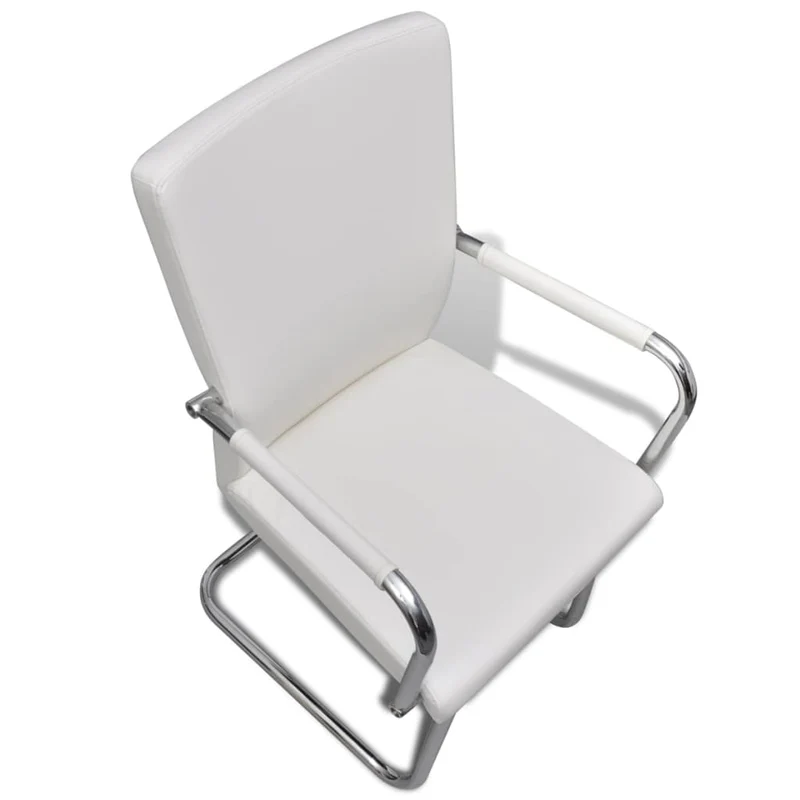 Lot de 2 chaises de salle à manger cuisine cantilever design moderne synthétique blanc CDS020301