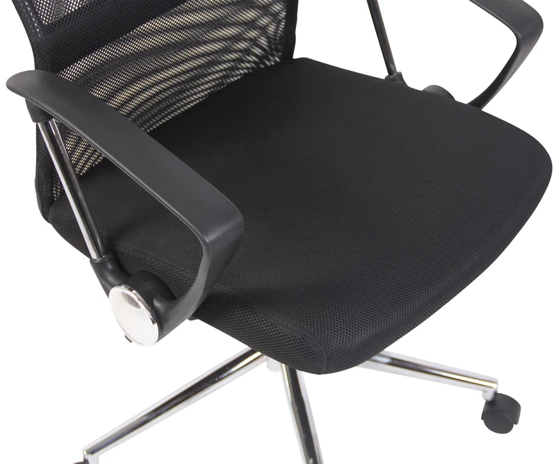 Fauteuil de bureau sur roulettes forme ergonomique hauteur réglable pivotant en maille noir BUR10588