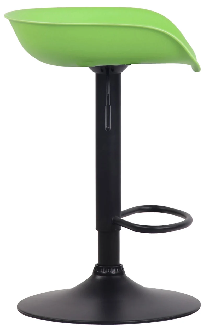 Tabouret de bar assise réglable en hauteur et pivotant en plastique vert pieds tulipe en métal noir mat avec repose-pieds 10_0000384