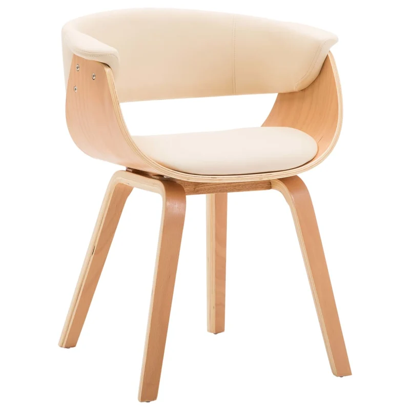 Lot de 2 chaises de salle à manger cuisine design intemporel bois courbé et synthétique crème CDS020404