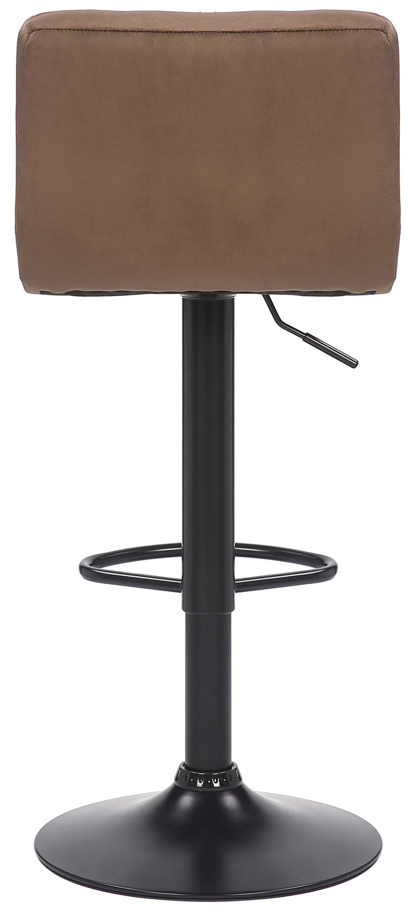 Tabouret de bar en velours marron avec pieds en métal noir assise rembourée repose-pieds pivotant TDB10180