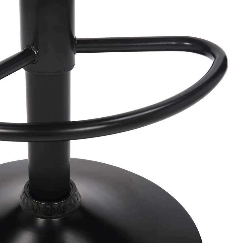 Tabouret de bar en velours marron avec pieds en métal noir assise rembourée repose-pieds pivotant TDB10180