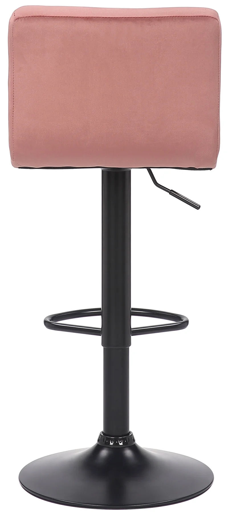 Tabouret de bar en velours rose avec pieds en métal noir assise rembourée repose-pieds pivotant TDB10178
