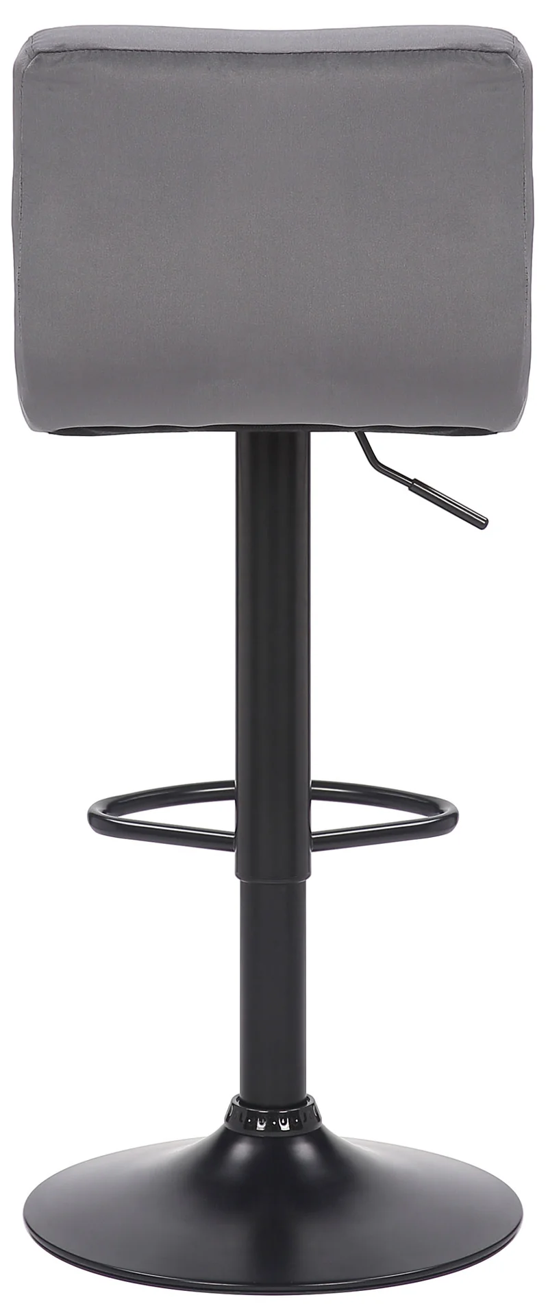 Tabouret de bar en velours gris avec pieds en métal noir assise rembourée repose-pieds pivotant TDB10176