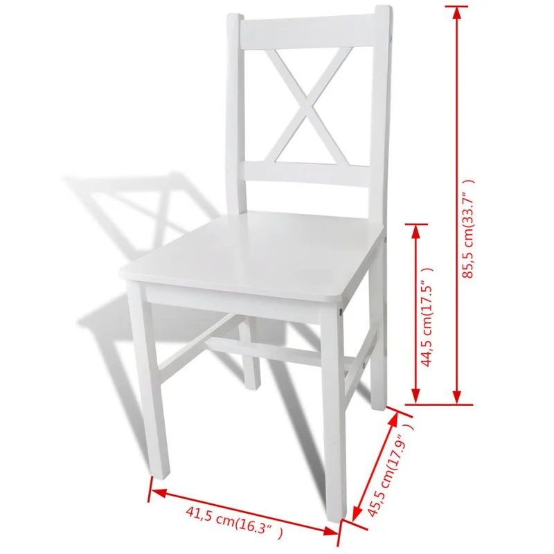Lot de 2 chaises de salle à manger cuisine design classique bois de pin blanc CDS020166