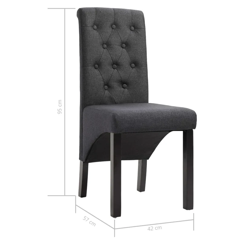 Lot de 2 chaises de salle à manger cuisine design intemporel tissu gris foncé CDS020539
