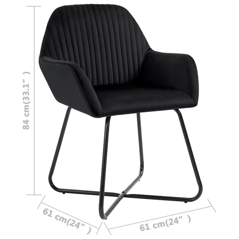 Lot de 2 chaises de salle à manger cuisine design moderne velours noir CDS020898