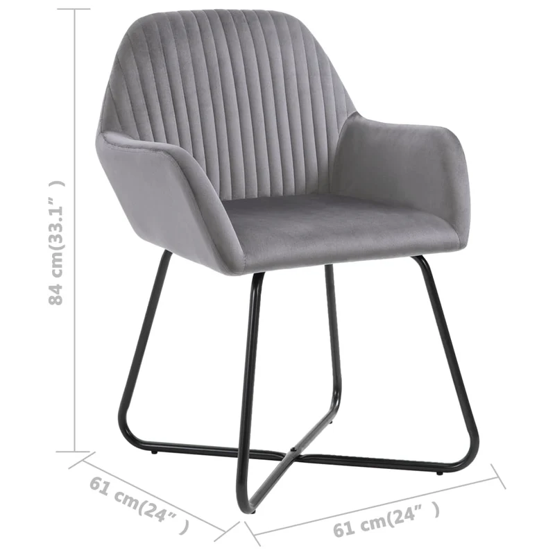 Lot de 2 chaises de salle à manger cuisine design moderne velours gris CDS020620