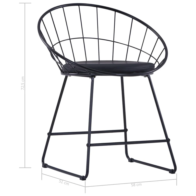 Lot de 2 chaises de salle à manger cuisine design moderne acier noir CDS020792