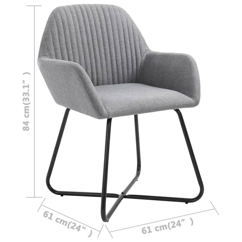 Lot de 2 chaises de salle à manger cuisine design moderne tissu gris clair CDS020488