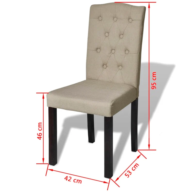 Lot de 4 chaises de salle à manger cuisine dossier capitonné poil de chameau tissu CDS021911