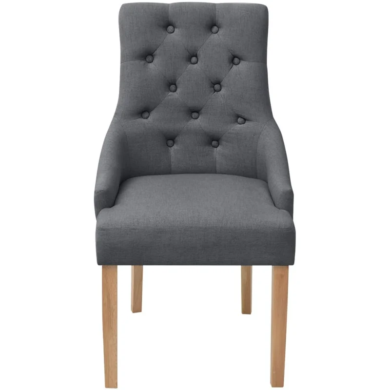 Lot de 4 chaises de salle à manger cuisine dossier capitonné en tissu gris foncé CDS021552