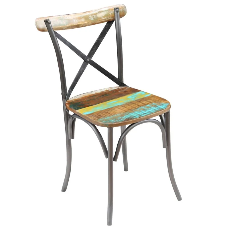 Lot de 2 chaises de salle à manger cuisine style industriel bois de récupération solide CDS020283