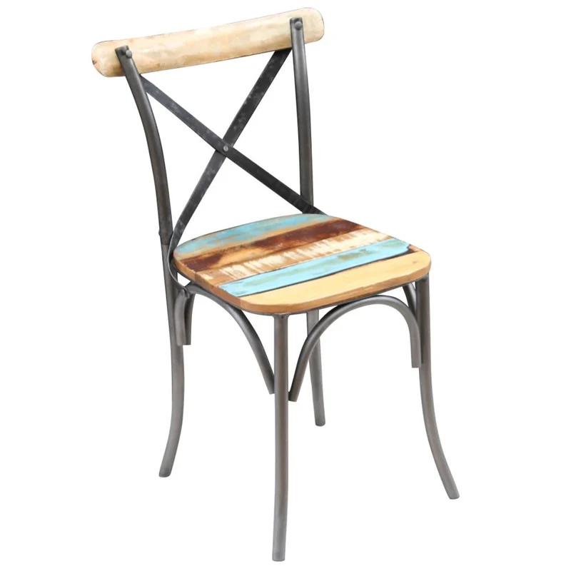 Lot de 2 chaises de salle à manger cuisine style industriel bois de récupération solide CDS020283
