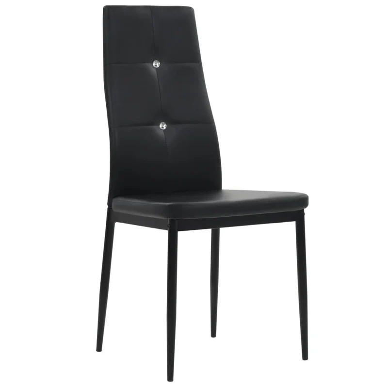 Lot de 4 chaises de salle à manger cuisine confortable et moderne dossier cristaux en synthétique noir CDS021807