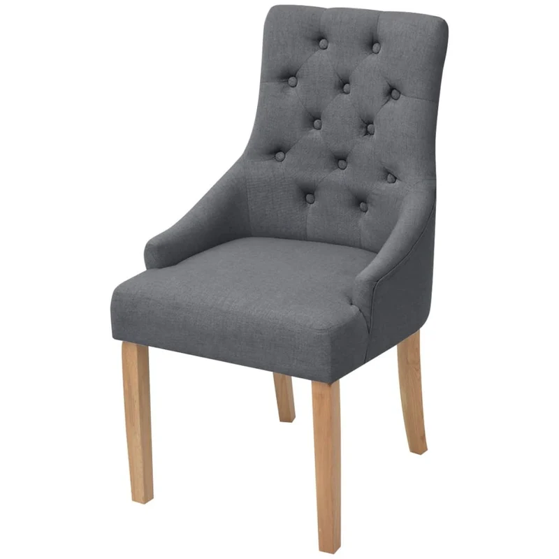 Lot de 2 chaises de salle à manger cuisine style moderne dossier capitonné en tissu gris foncé CDS020531